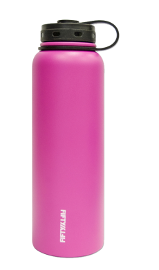 FIFTY / FIFTY coral pink double wall vacuum insulated water bottle